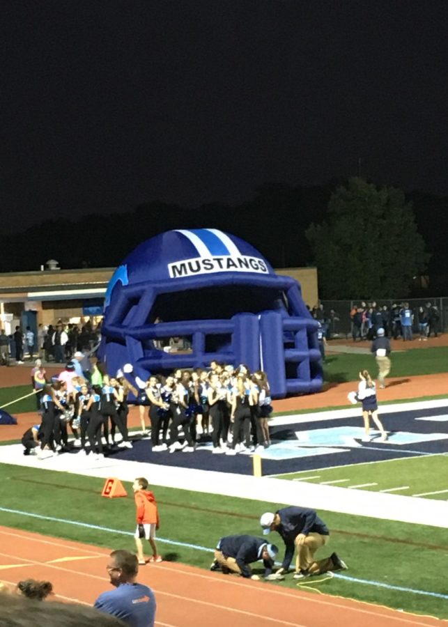 Inflatable helmet in action at the last DGS home football game.