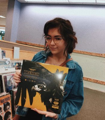 Samantha Simmons with the vinyl of Trench.