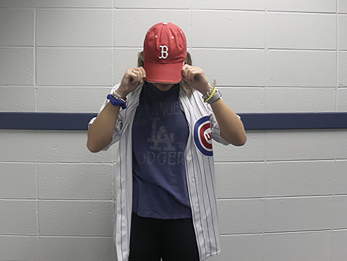 Sporting the gear of the 2 teams I think will make it to the series and the Cubs. 