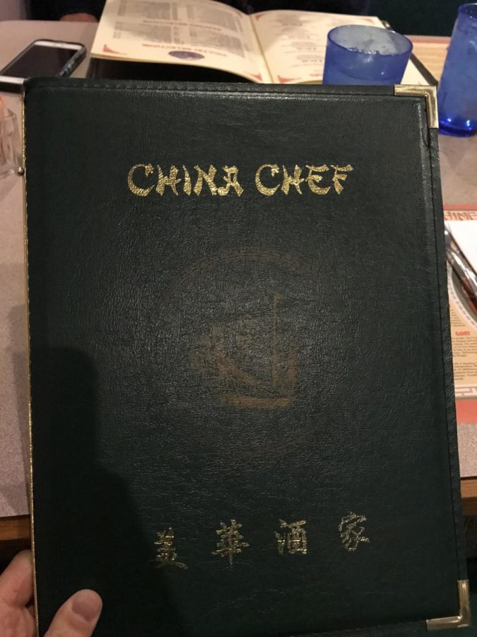 The menu at China Chef. 