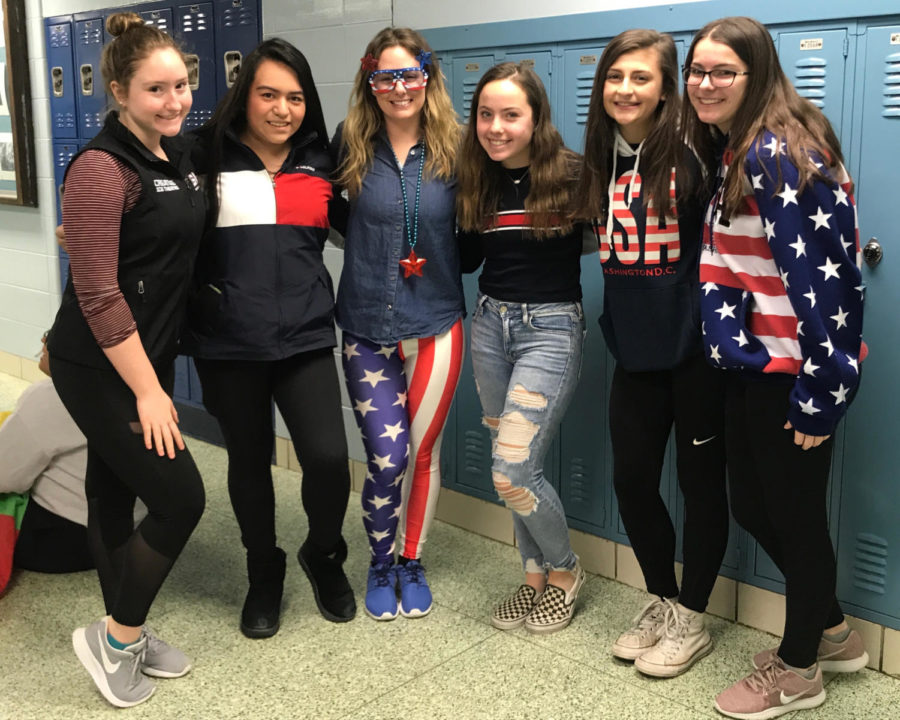Ms. Neindorfs fourth period early childhood care class participates in the third day of spirit week. 
