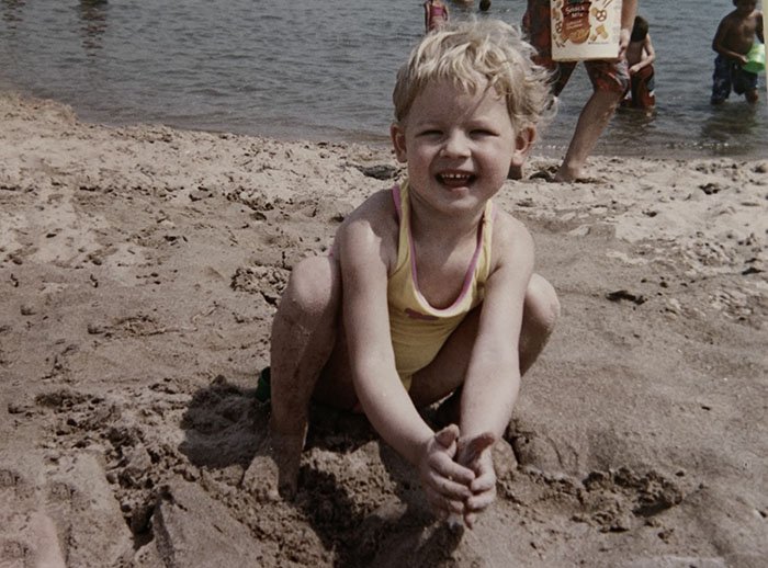 Merit Allendorfer at the beach at age three.