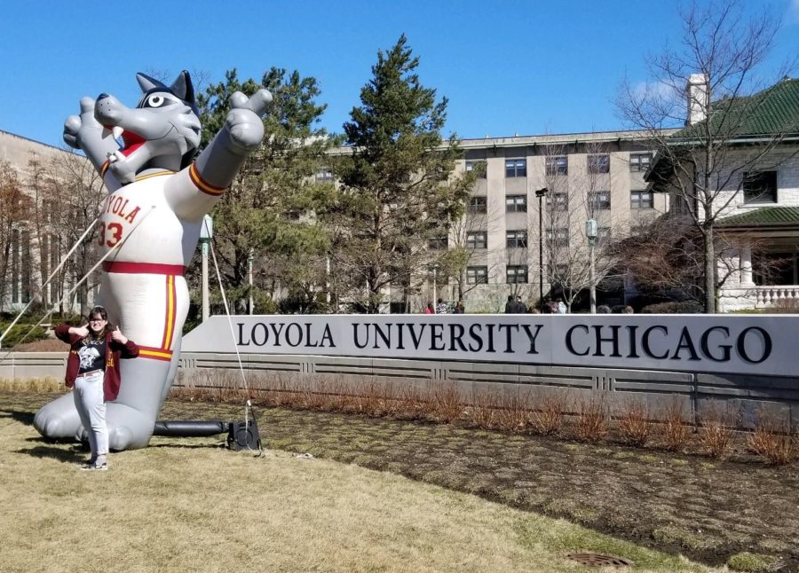 Missy Tepe standing outside Loyola University Chicago where she will be attending college next year.