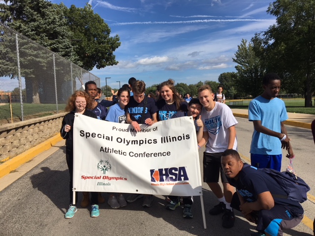 The Special Olympics team participates in many activities around school including the Homecoming parade. 