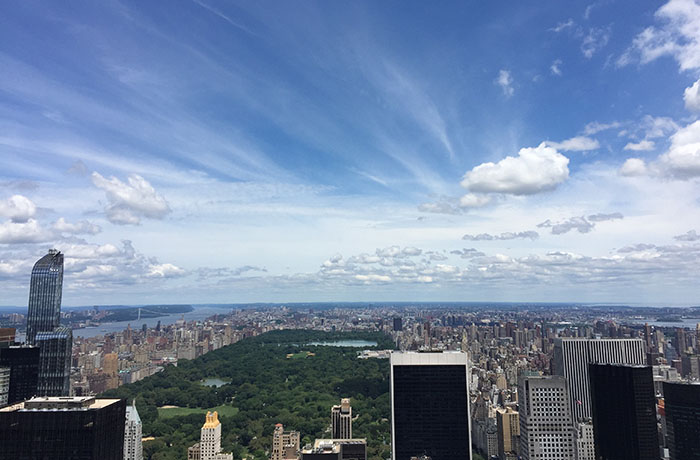 View from the Top of the Rock in New York City during the summer time.