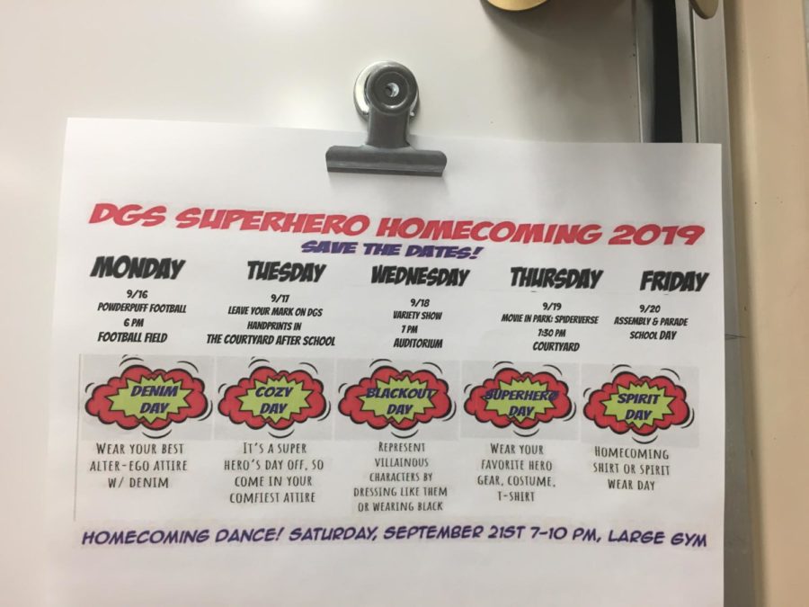 The list of this years spirit days, ranging from Monday to Friday.