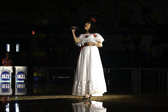 Senior Mariely Nieto sang La Chancla during the talent show. She gave a brief look into her culture by her amazing vocals and elegant gown.
