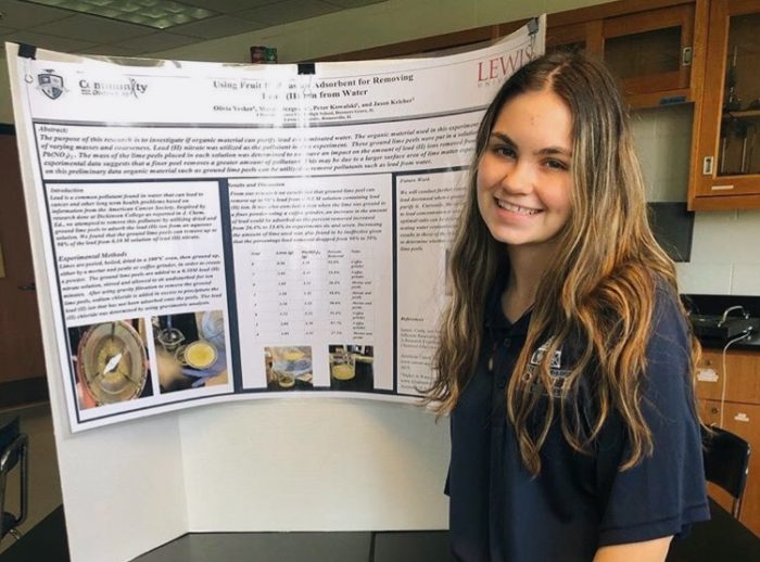 Research Club member Olivia Yesker is currently working on a project exploring the usage of limes to filter water. 