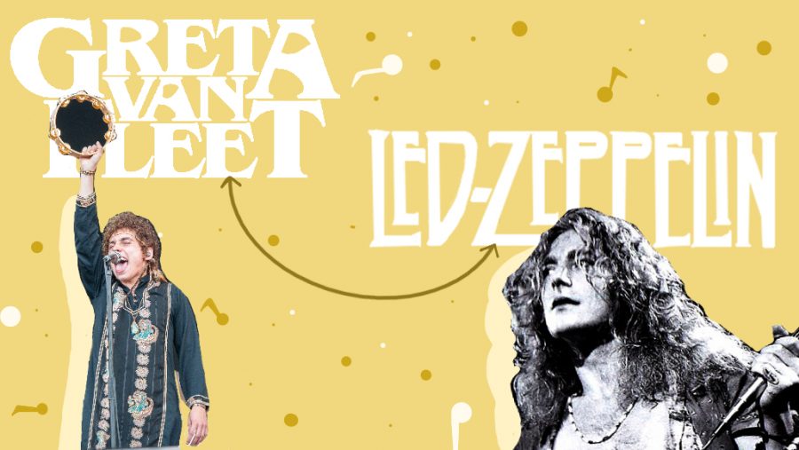 Rock band Greta Van Fleet is not only rising to fame due to their uniqueness, but also their well discussed comparison to Led Zeppelin. Photos courtesy of Wikimedia Common and Flickr.