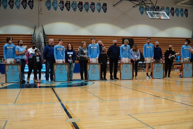 Each senior received a framed copy their jerseys prior to the game.