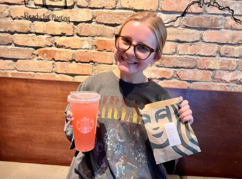Taylor Neal with her go to  order at her local Starbucks location.