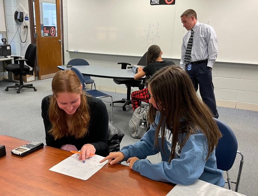 Students seek homework help from peers and teachers in the Math Resource Center.