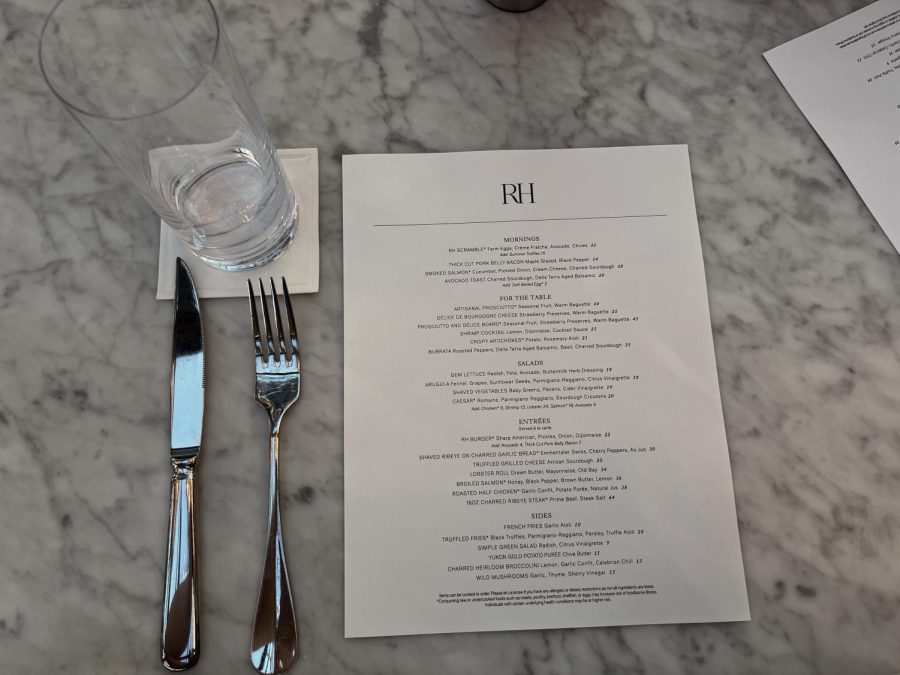 Restoration Hardwares menu offers a variety of food from breakfast, lunch to dinner.