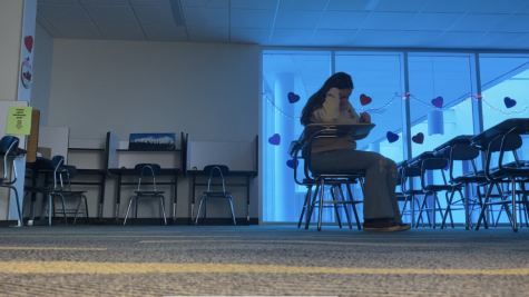 A student takes a test within the new testing center loctation.