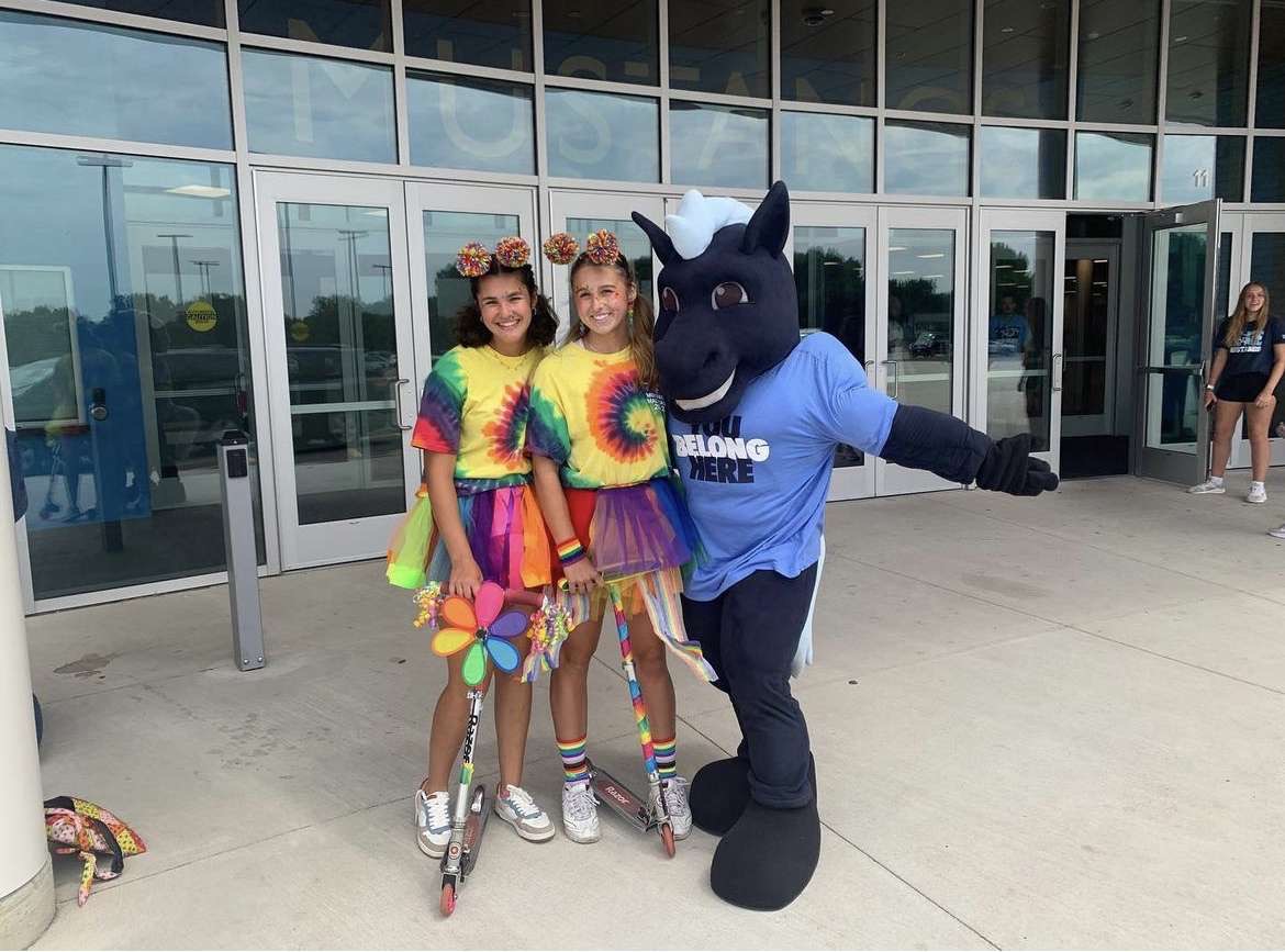 Passi attends the freshman orientation event Mad Dash as Marty the Mustang.