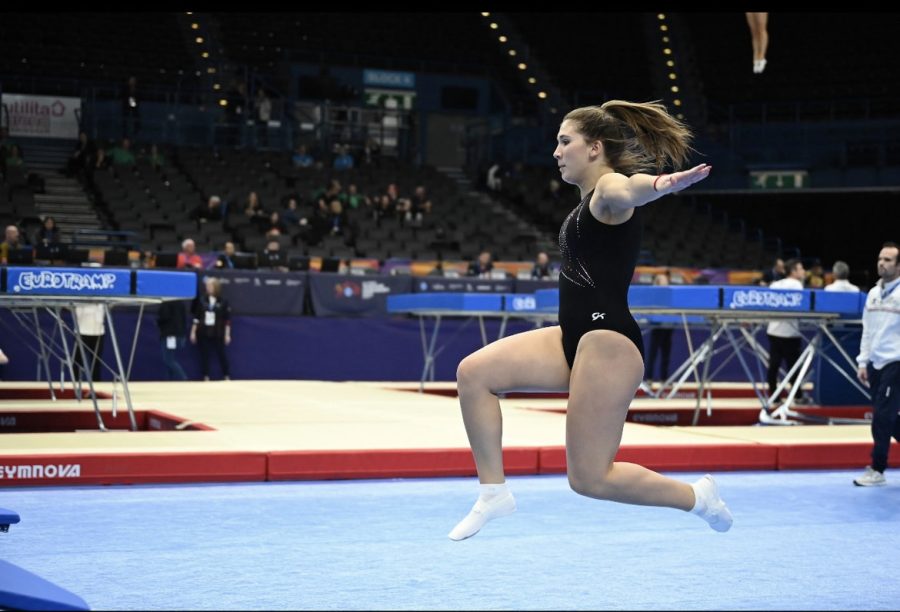 Senior Jackie Kent has been doing double mini gymnastics for 14 years and has had the opportunity to travel the world with the USA Senior Women’s National Team.