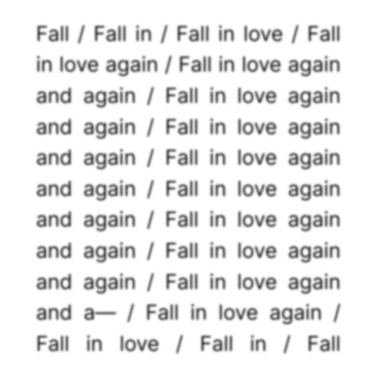 Repetitive and symmetrical, the  wordplay in the opening lines of "Everything is romantic featuring caroline polachek" form various meanings depending on the phrase,