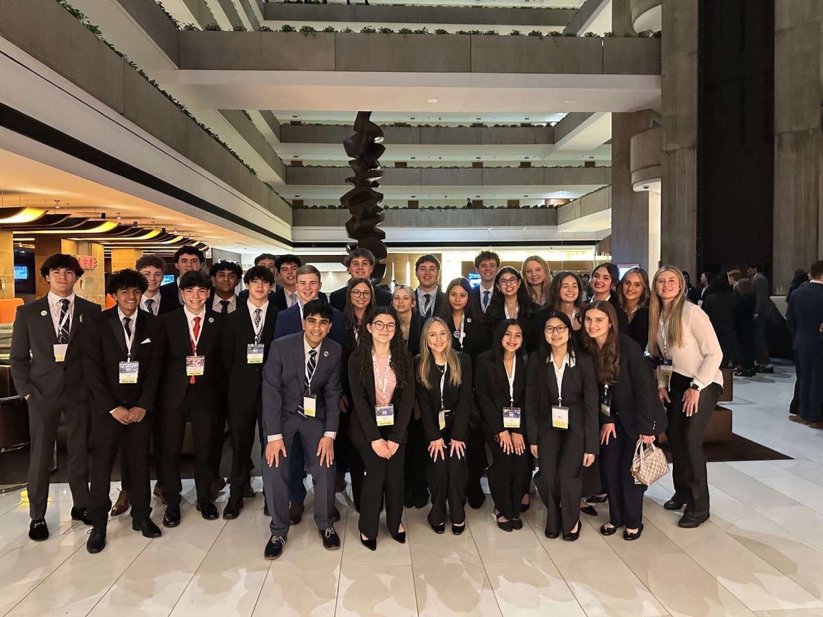 The DECA team took 27 members to state and advanced a duo event to nationals. (Photo courtesy of Sophia Lodhi)