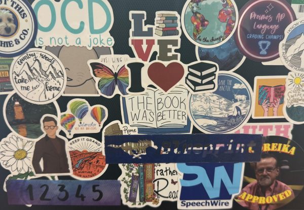 Student Juliana Conyer displays her interests, activities and more through stickers on her Chromebook. 