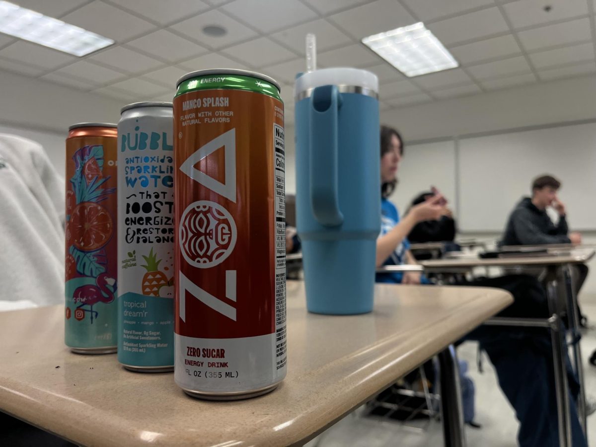 Leaving coffee in the dust, energy drinks have cropped up as one of the most popular beverages for the average high school student. In this four-person AP Stats table group for example, three people were indulging in three separate brands.