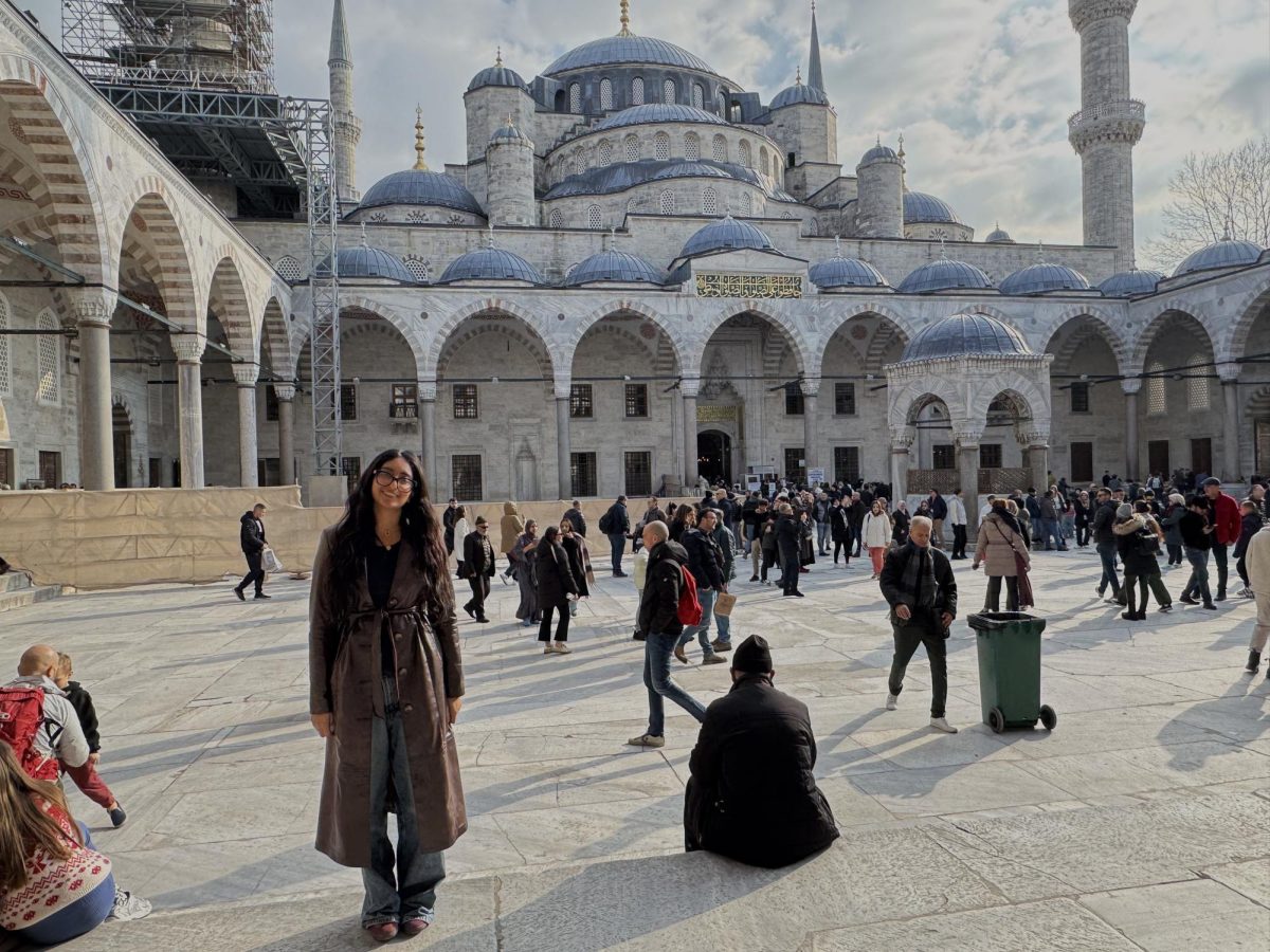 Siddiqui stands in front of the Blue Mosque in Turkey.