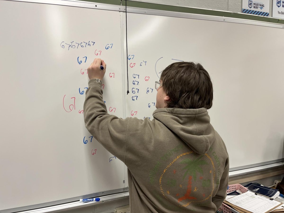 Student writes six seven repeatedly on the board, but what is it?