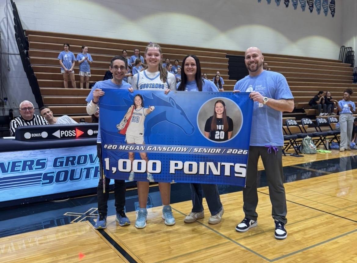 Senior Megan Ganschow is honored, having achieved 1000 points.