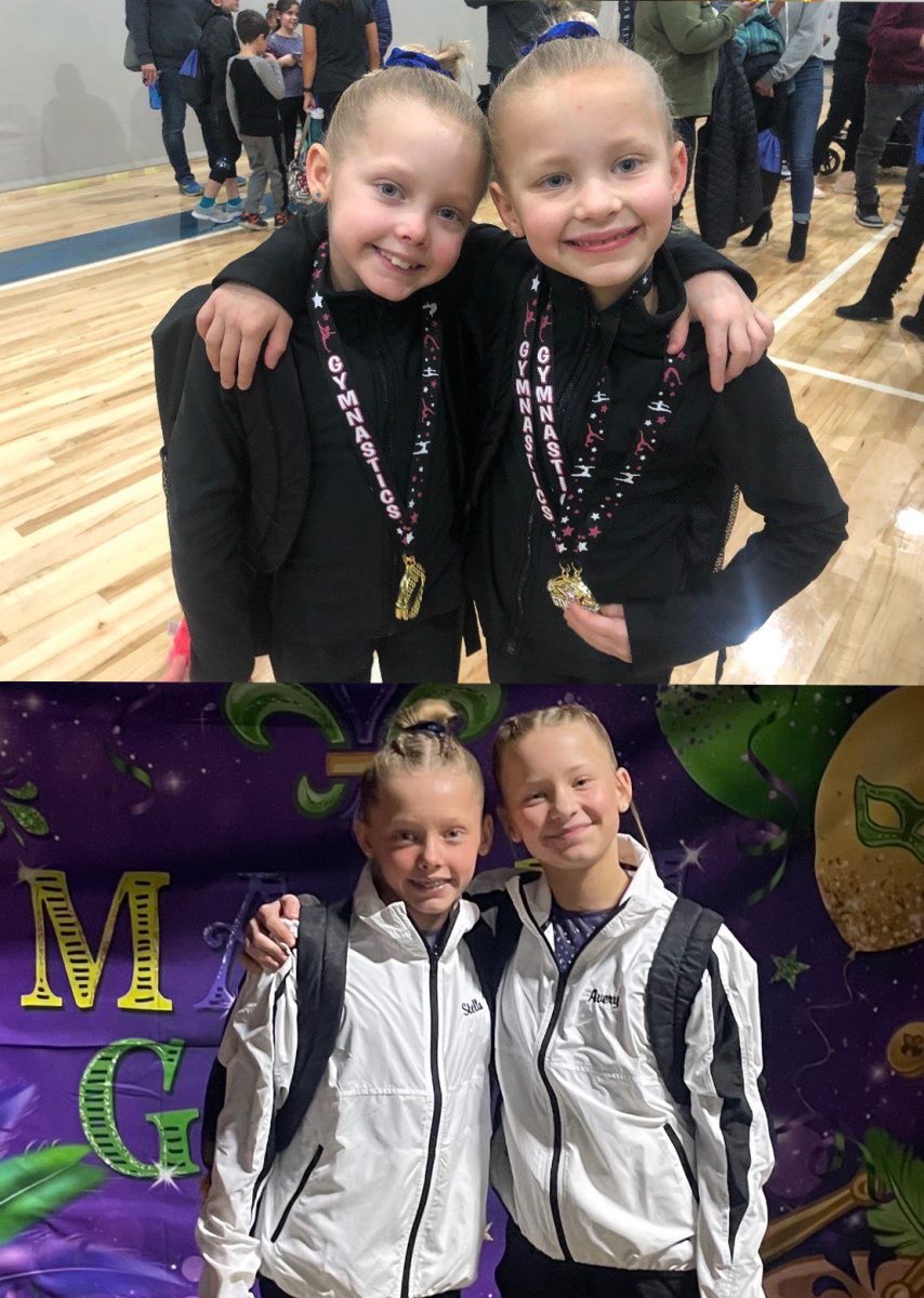 Freshmen DGN twins, Stella and Avery Perrone join varsity DG gymnastics team for 2025-26 season.