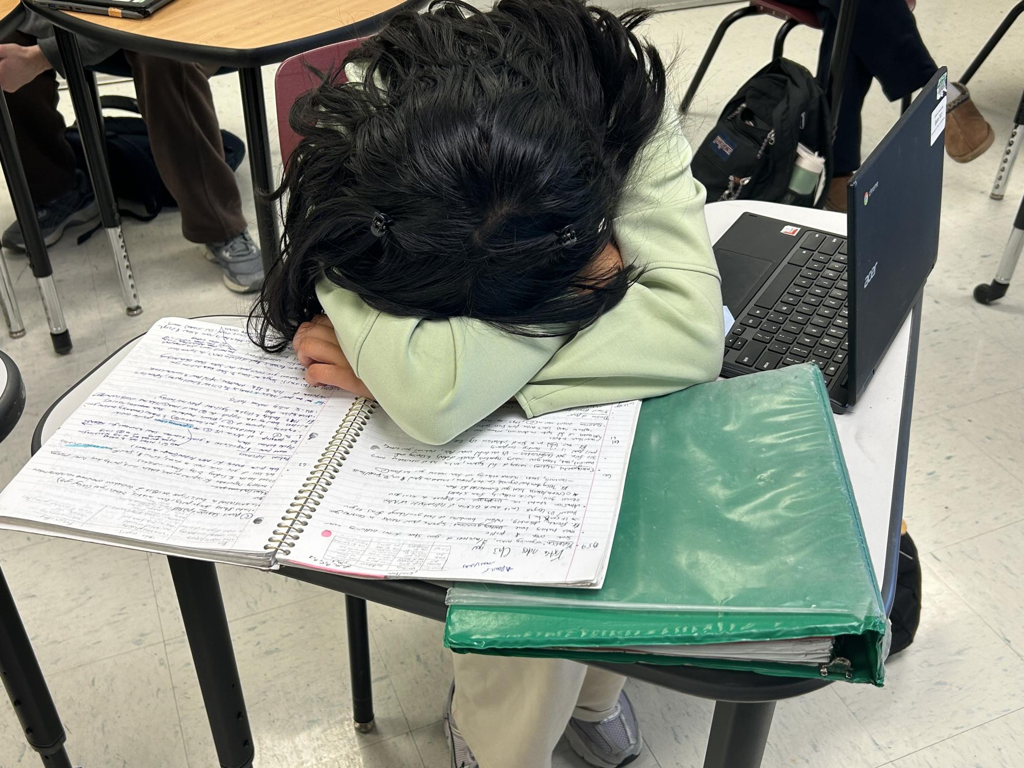 Senior Zahra Ali burned out from school, showcasing another case of senioritis 