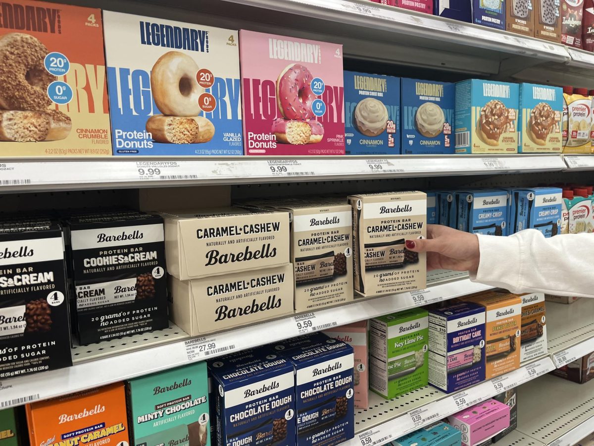 Target displays their high-protein items together, offering products from protein chips to protein cinnamon roles.
