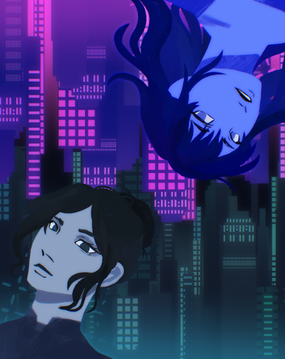 "Coldwire" follows Eirale and Lia across the virtual and crumbling versions of reality. Graphic by Ren Espinoza.