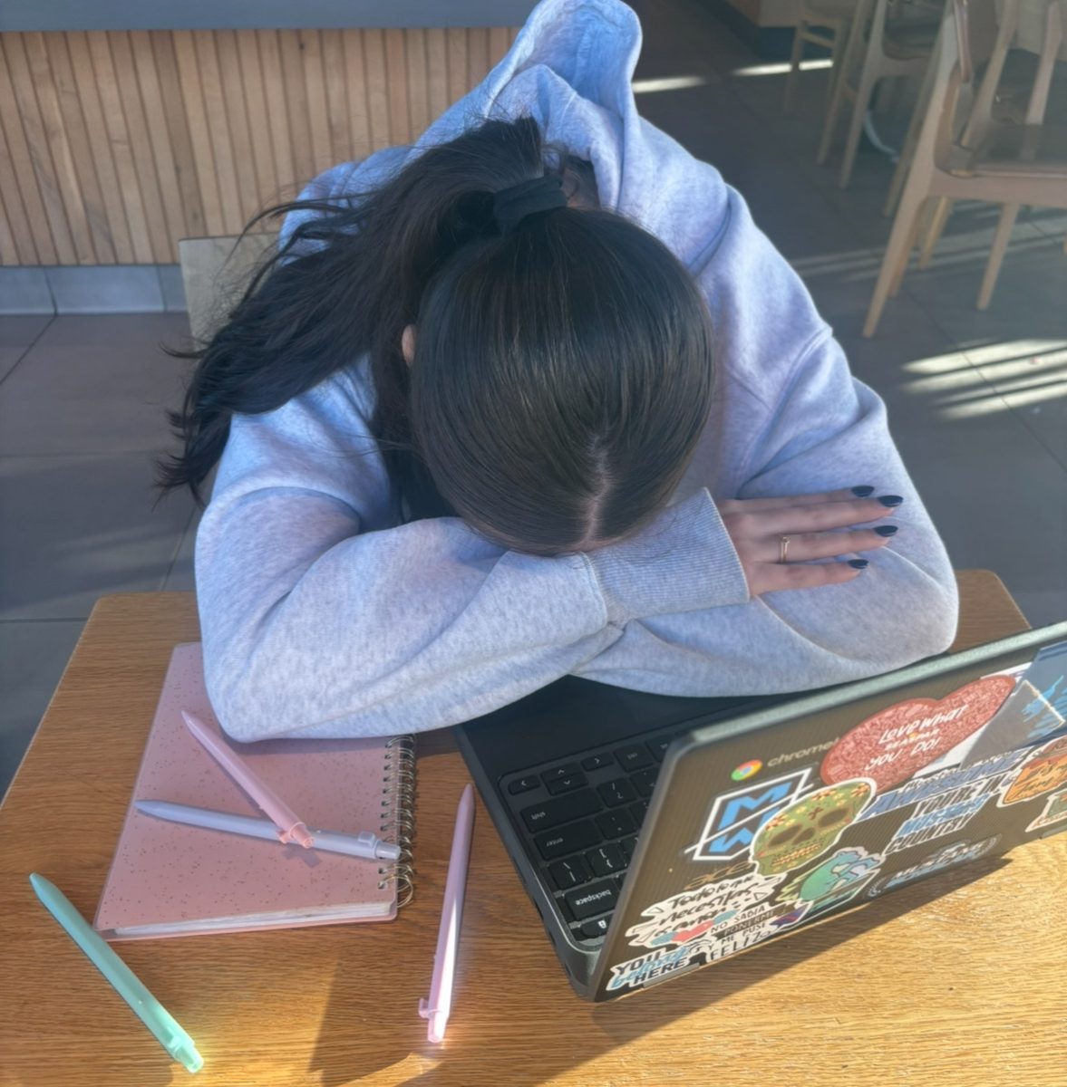 Junior Bertha Crowley is stressed over school work