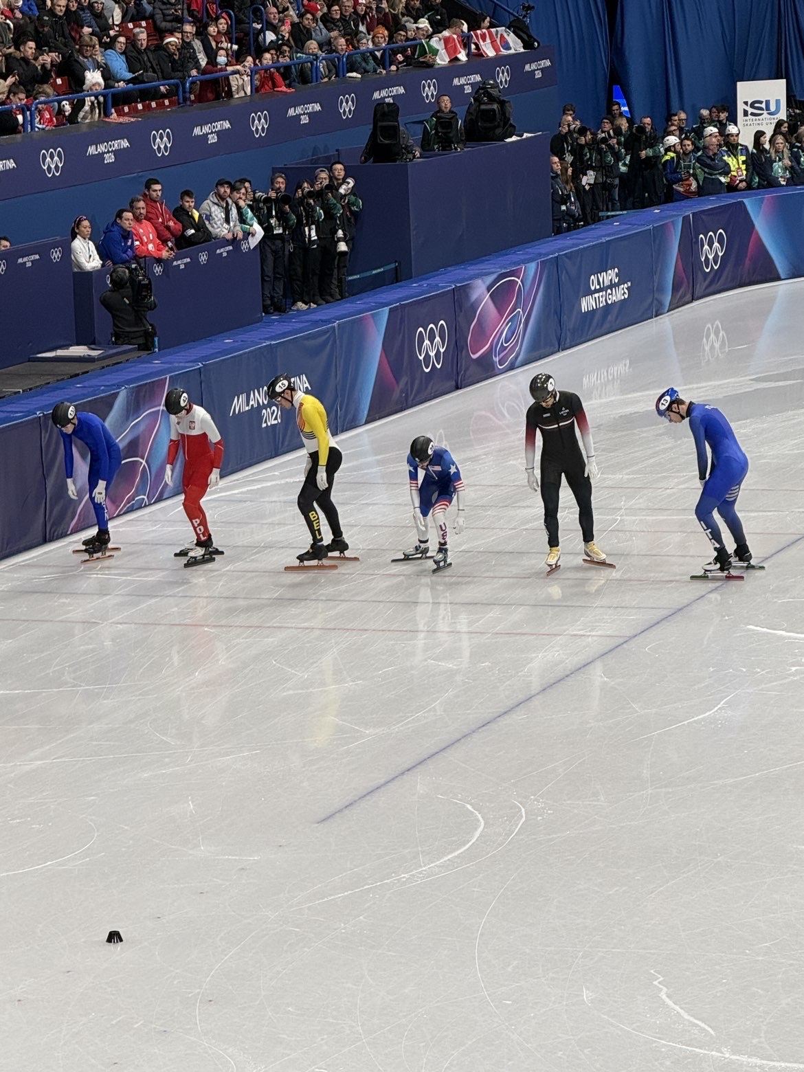 Athletes from several countries were lined up and ready to skate.