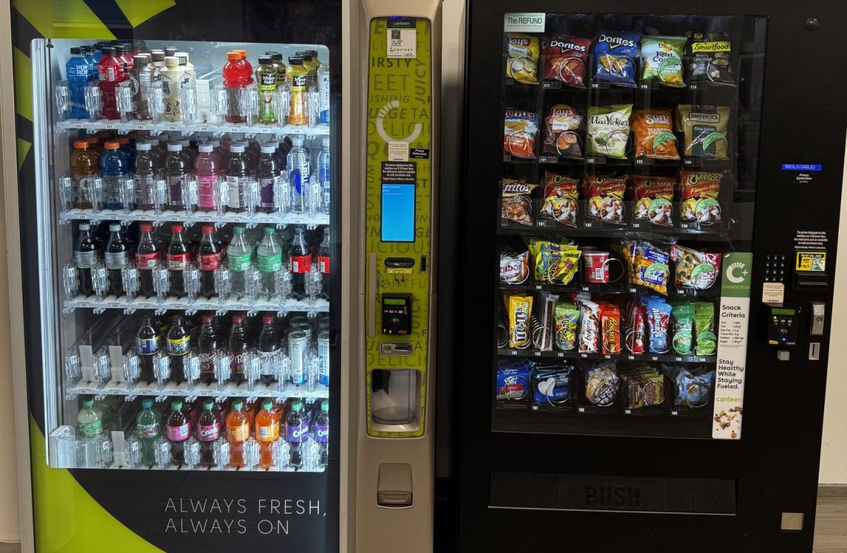 Vending machines stationed throughout the school contain a variety of ultra-processed snacks and drinks.
