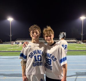 Ethan and Lucas Oliwa after victory against Minooka high school.