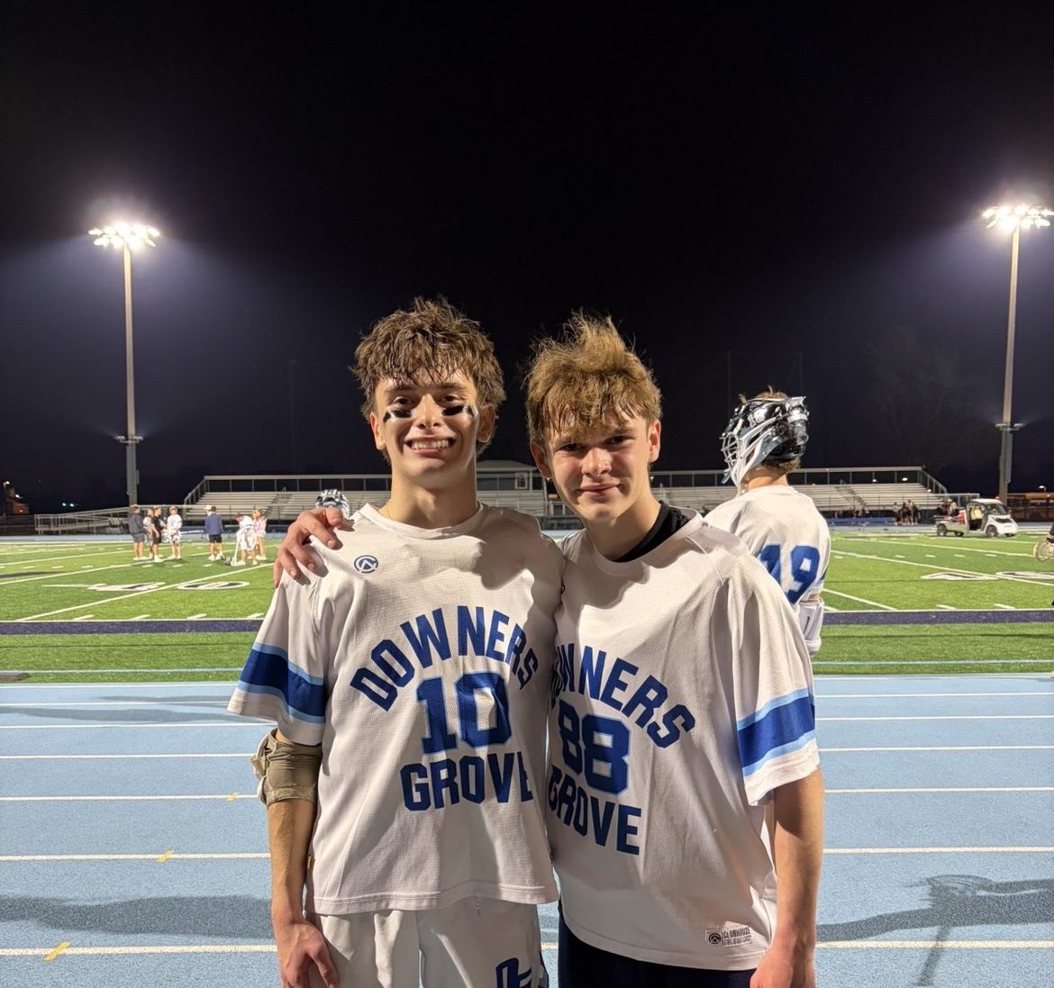 Ethan and Lucas Oliwa after victory against Minooka high school.